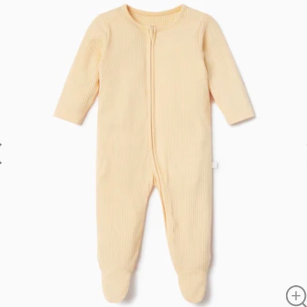 Mori Baby Yellow Ribbed Zip Up Footie Pajamas